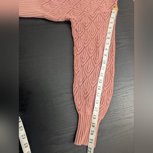 Wilfred Aritzia Pointelle Knit Wool Cotton Blend Cropped Cardigan Pink Sz M NWOT - Picture 9 of 11